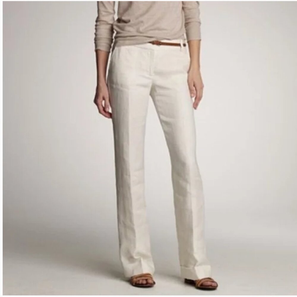 J. Crew 100% linen cuffed trouser pant style 27590 NWT